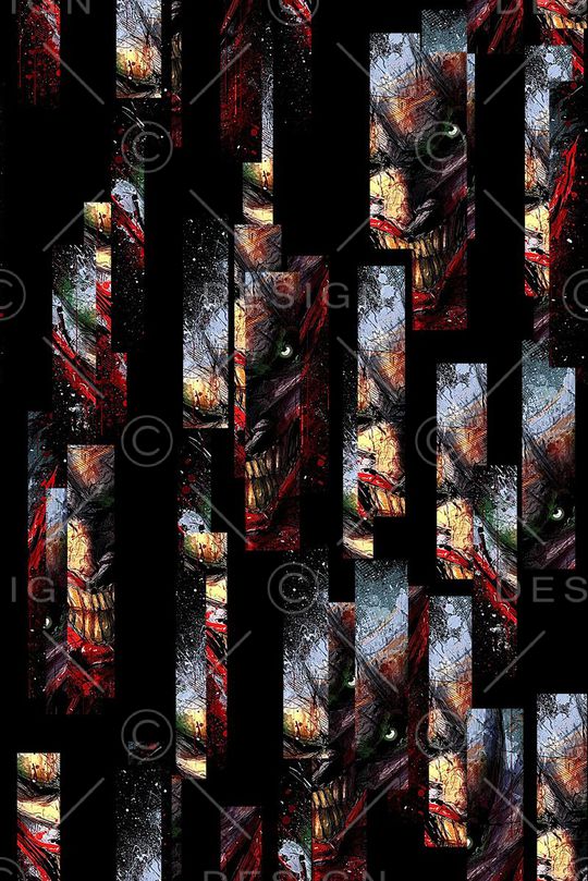 抽象手绘几何鬼脸人物印花印花华亿平台图片