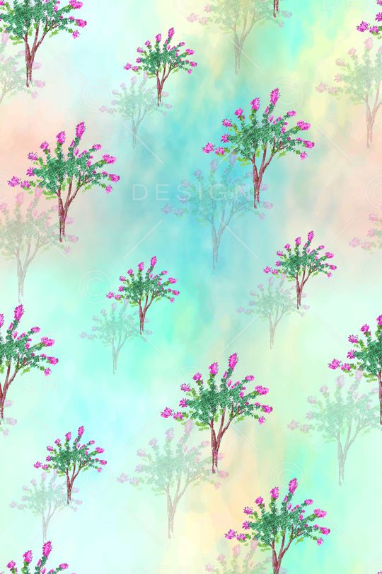 手绘植物印花华亿平台图片