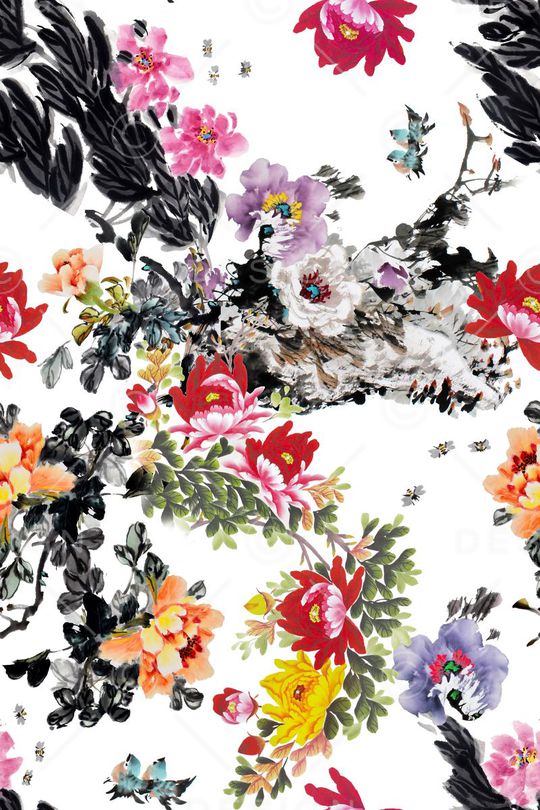 牡丹印花华亿平台图片