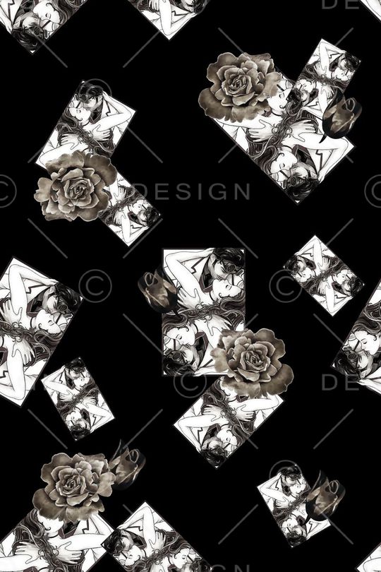 纹理拼块印花华亿平台图片