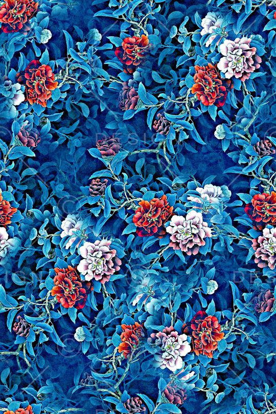 抽象手绘中国风水墨画花卉牡丹花数码印花印花华亿平台图片