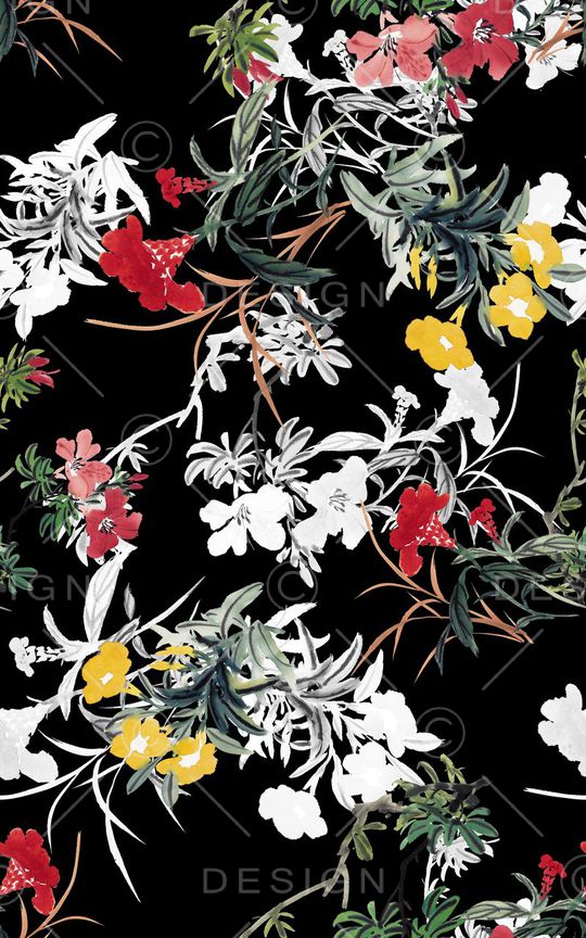 水墨国画印花华亿平台图片