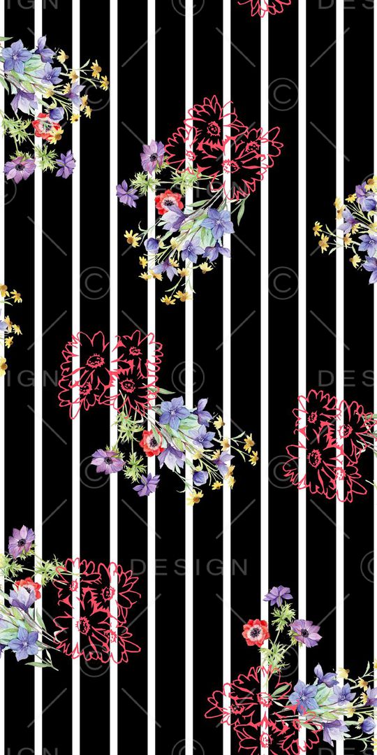 手绘花卉印花华亿平台图片