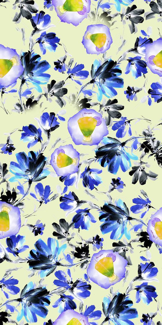 手绘花卉印花华亿平台图片