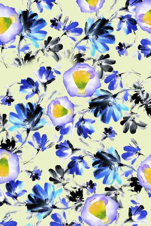 手绘花卉印花华亿平台图片