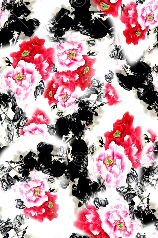 水墨印花华亿平台图片