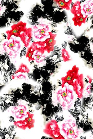 水墨印花华亿平台图片