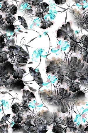 水墨印花华亿平台图片