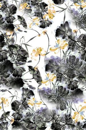 水墨印花华亿平台图片