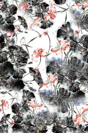 水墨印花华亿平台图片