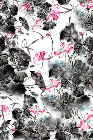 水墨印花华亿平台图片