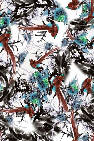 水墨印花华亿平台图片