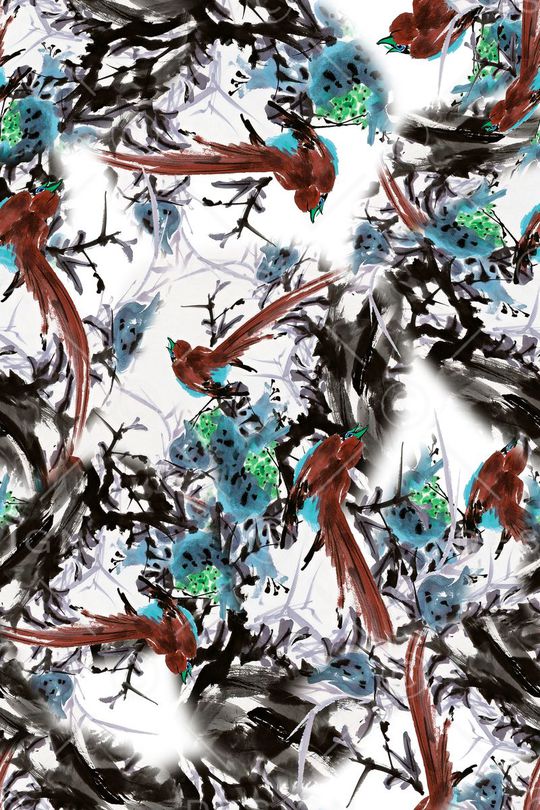 水墨印花华亿平台图片