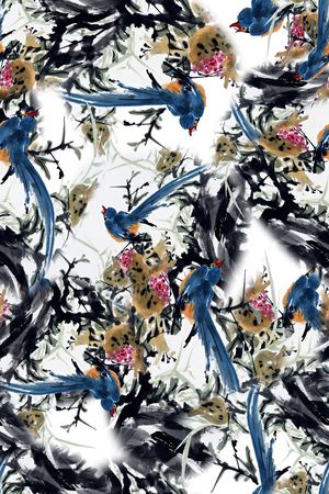 水墨印花华亿平台图片