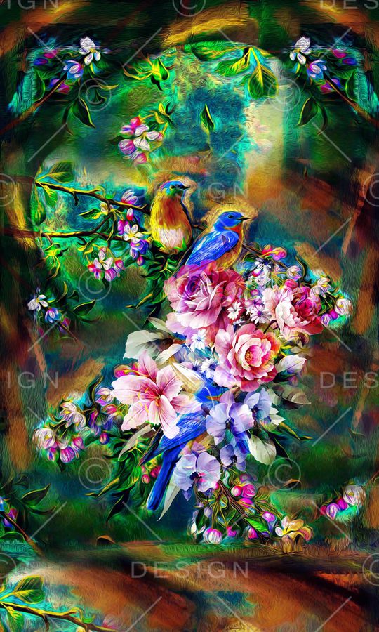 花鸟印花华亿平台图片