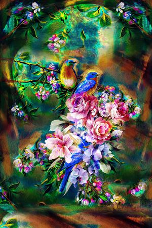 花鸟印花华亿平台图片