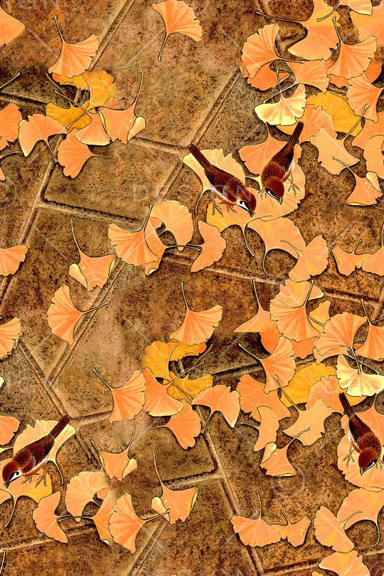 银杏叶印花华亿平台图片