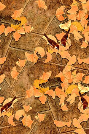 银杏叶印花华亿平台图片