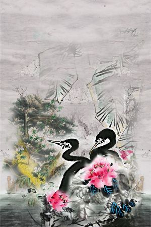 水墨印花华亿平台图片