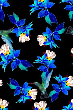 抽象手绘3D植物水彩画花卉数码印花印花华亿平台图片