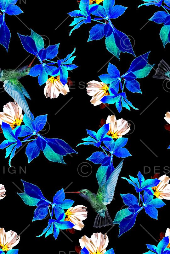 抽象手绘3D植物水彩画花卉数码印花印花华亿平台图片