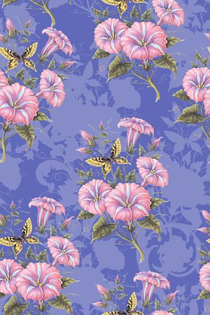 手绘水彩植物花卉数码印花印花华亿平台图片