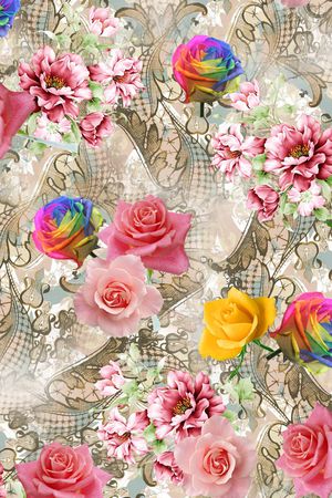 玫瑰花印花华亿平台图片