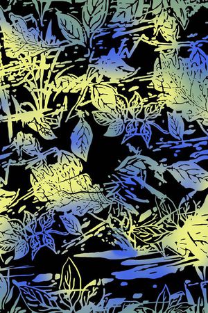 抽象花卉树叶印花华亿平台图片