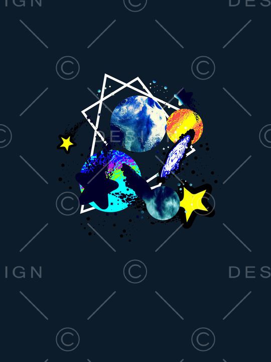 抽象手绘星空几何印花印花华亿平台图片