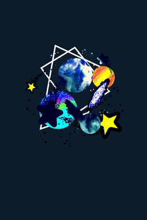 抽象手绘星空几何印花印花华亿平台图片