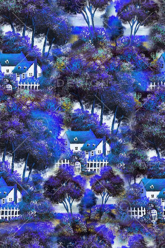 原创手绘风景印花华亿平台图片