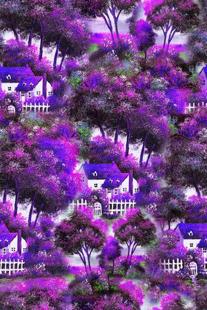 原创手绘风景印花华亿平台图片