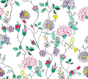 古典卷草花卉印花华亿平台图片