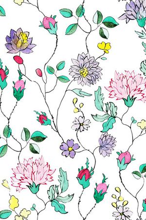 古典卷草花卉印花华亿平台图片