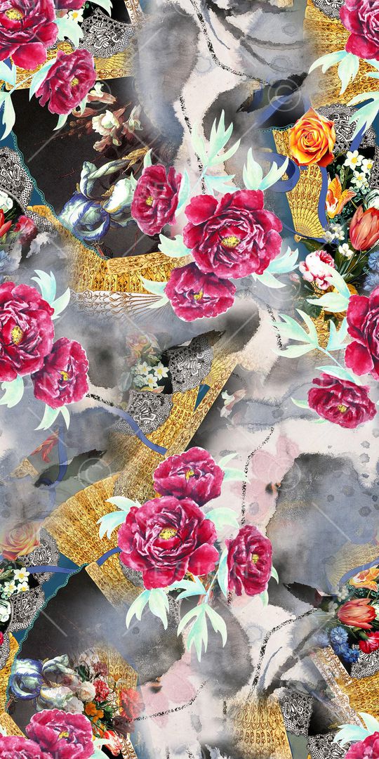 牡丹印花华亿平台图片