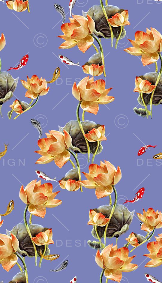 抽象3D植物荷花数码印花印花华亿平台图片