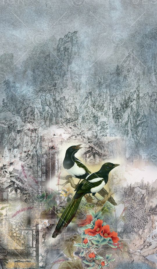 水墨印花华亿平台图片