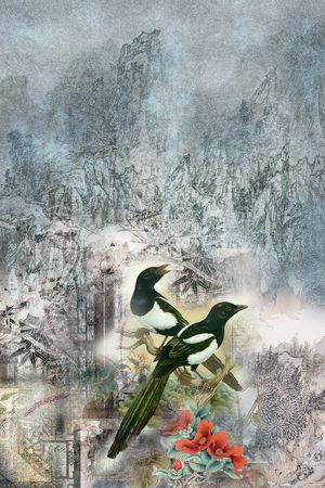 水墨印花华亿平台图片