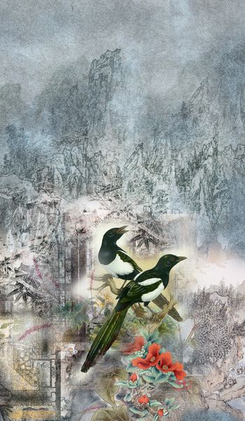 水墨印花华亿平台图片