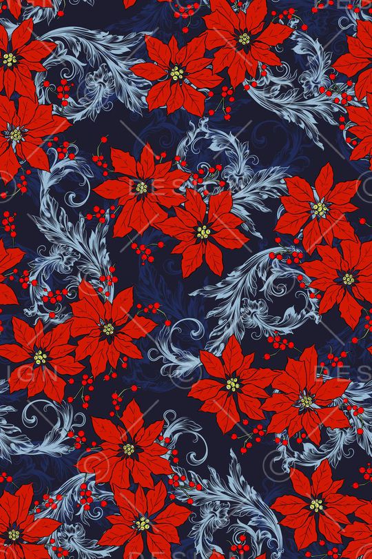 红色花卉印花华亿平台图片