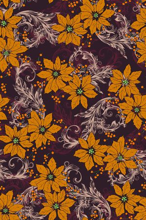 红色花卉印花华亿平台图片