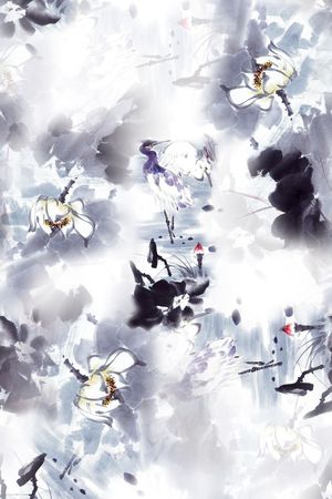 水墨国画印花华亿平台图片