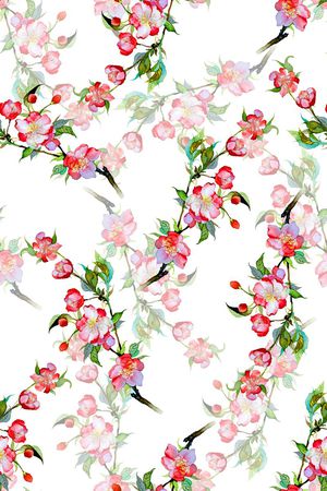 水彩花卉印花华亿平台图片