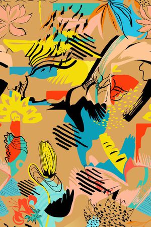 大牌手绘花卉印花华亿平台图片