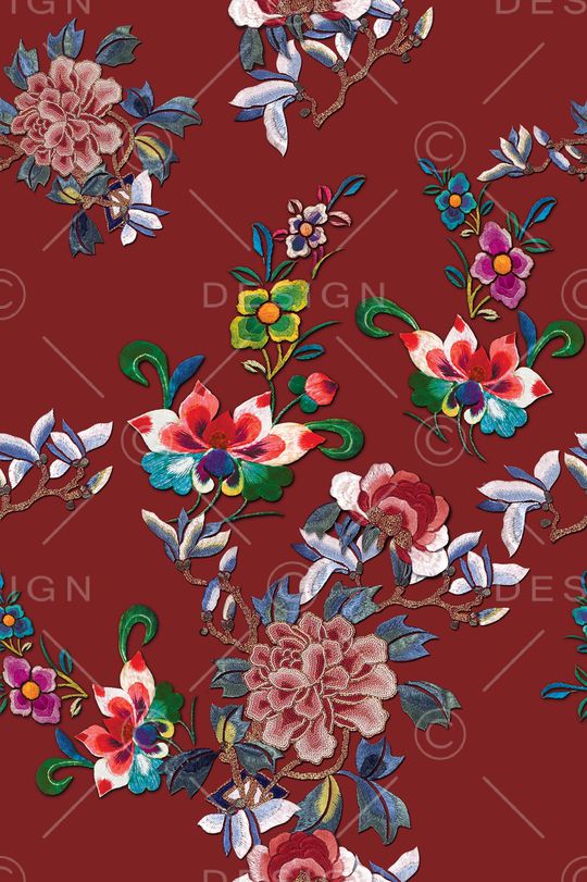 旗袍面料花印花华亿平台图片