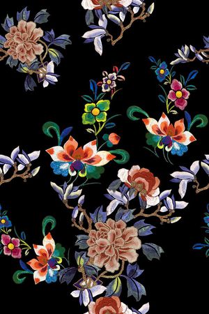 旗袍面料花印花华亿平台图片