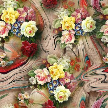 旗袍面料花印花华亿平台图片