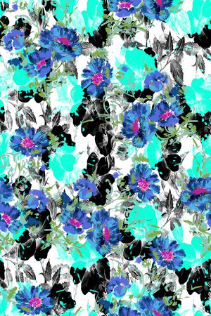 黑色背景花卉印花华亿平台图片