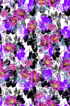 黑色背景花卉印花华亿平台图片