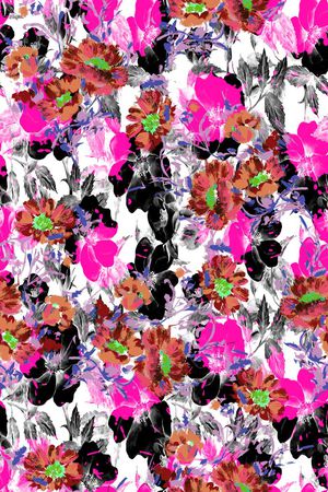 黑色背景花卉印花华亿平台图片